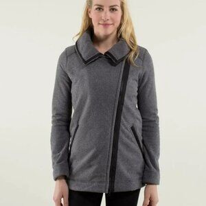 Lululemon Moto Asymmetric Zip Fleece Sweatshirt Jacket Grey